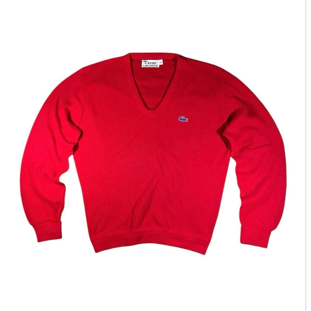 Vintage 70s Lacoste x Izod Red Orion Sweater - L